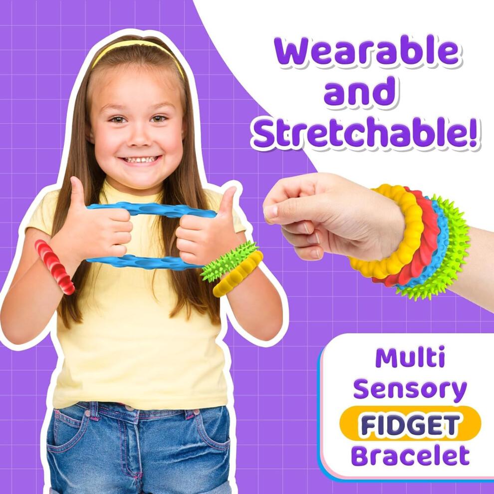 Sensory Fidget Toys for Kids & Adults - 4 Pack Stretchy Fidget Bracelet with Texture & Calming Sensory Toys for Special Needs & Autistic Children