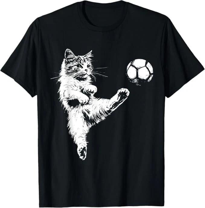 Funny Cat Soccer Ball Graphic T-Shirt Unisex T-Shirt XL