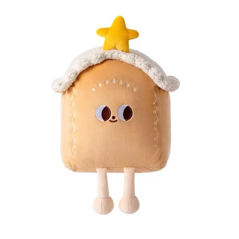 Christmas Holiday Decoration: Tree Plush, Apple Peace Wreath, and Gingerbread Man Throw Pillow.