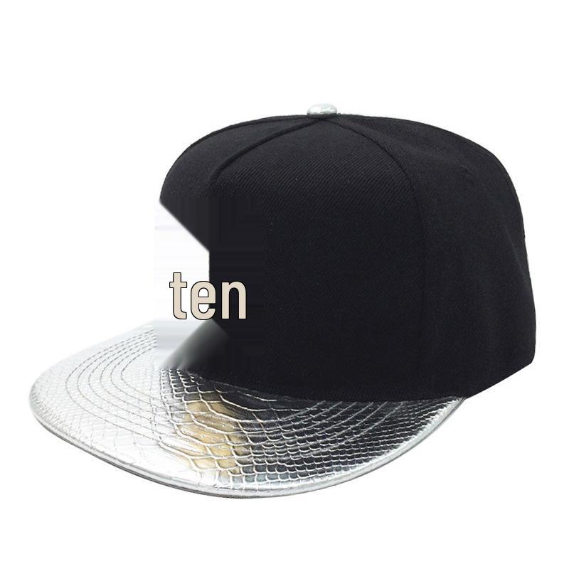 Crocodile Grain Hip Hop Baseball Cap with Rhinestone PU Leather Brim