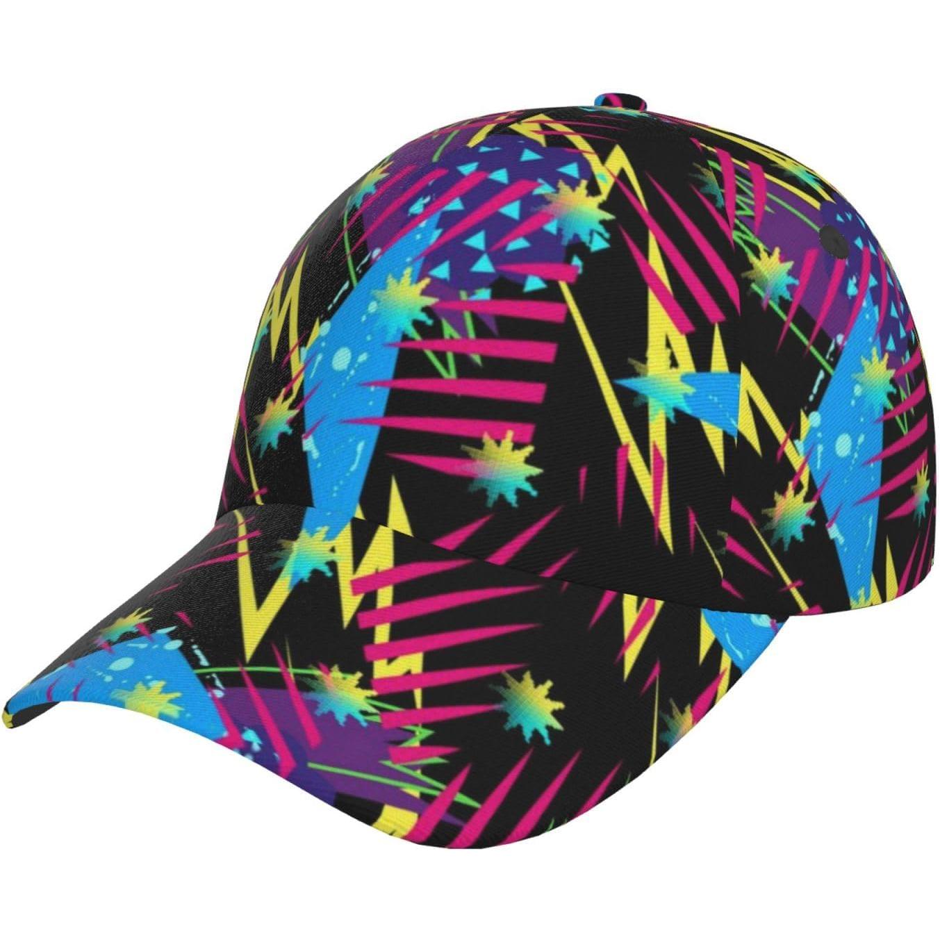 My Extreme Outdoor Activities Women's Bold Lightning Starburst Print Hat Funny Graffiti Hats Colorful Graffiti Baseball Adjustable Snapback Trucker Hat For Men Cm