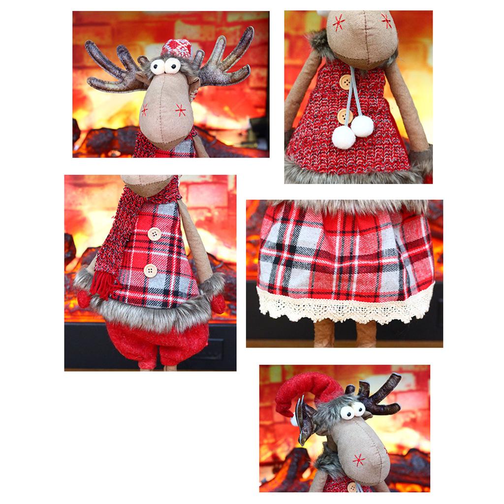 Christmas Ornaments Xmas Long Stretchable Leg Reindeer Plush for Doll Gifts