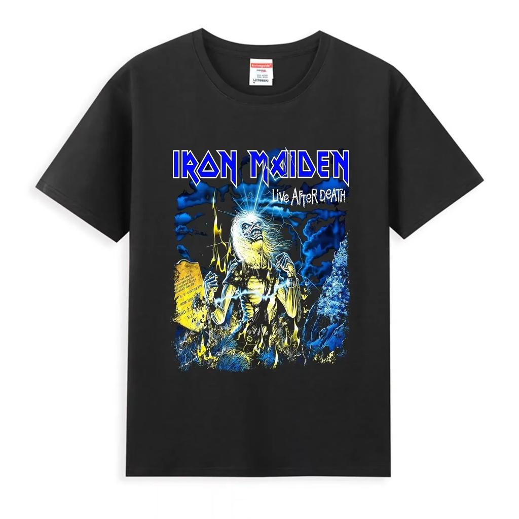 2025 Men Iron T Shirt Casual Powerslave Head T-shirt Graphic Oversized Sports Tops Maiden Comfortable Streetwear CottonTee