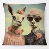 European Rabbit Badger Rooster Horse Animals Hipster with Glasses Painting Cushion Covers Decorative Pillowcase