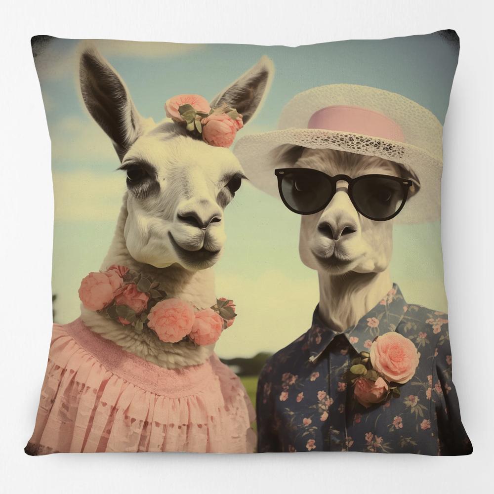 European Rabbit Badger Rooster Horse Animals Hipster with Glasses Painting Cushion Covers Decorative Pillowcase