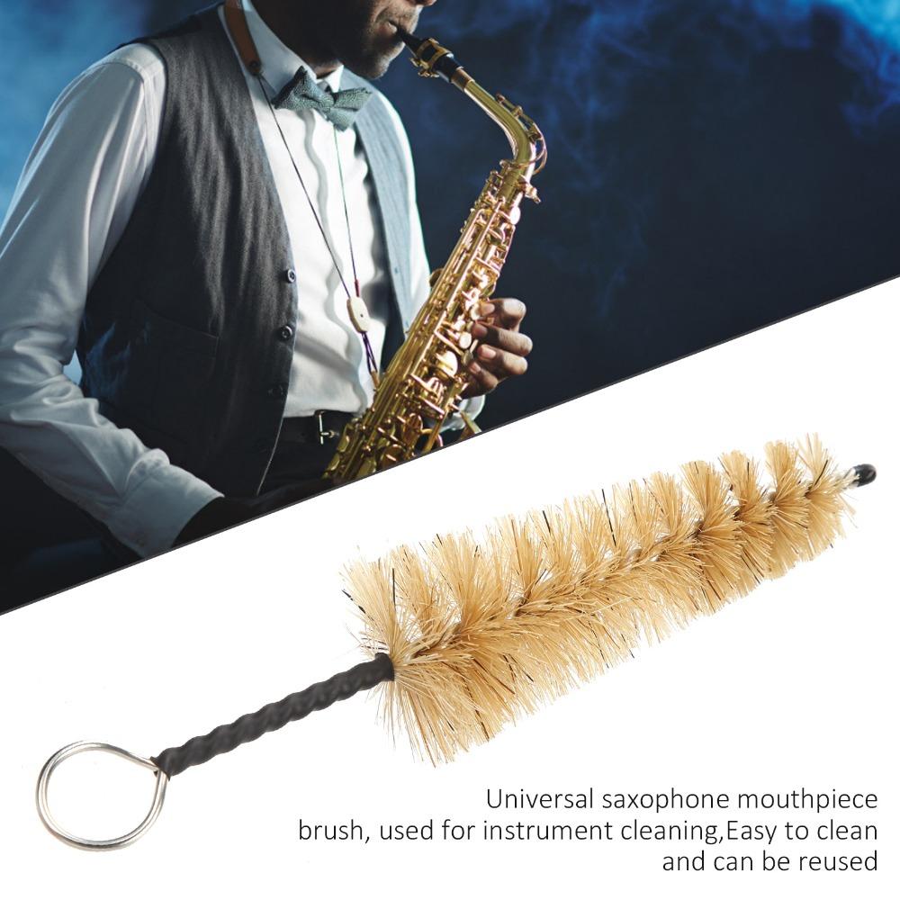 2PCS Bristle Mouthpiece Cleaning Brush Brown Mouthpiece Cleaner Brush Saxophone Accessories