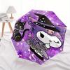 Kuromi Automatic Folding Umbrella-Simple 8-Rib Design, Bright Cartoon Pattern, Durable Iron Frame, Suitable For Travel, Outdoor, Beach-Cute