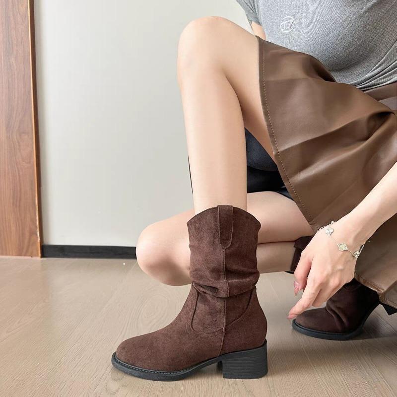 Pretty Feifei Pile Boots Women's Summer New Merad Western Cowboy Short Boots Medium Boots Martin Boots