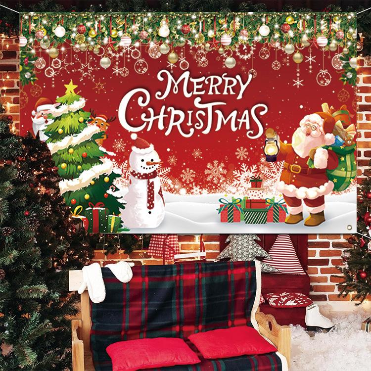 New Christmas Background Cloth, Christmas Courtyard Decoration, Hanging Flags, Festive Atmosphere, Party Banners