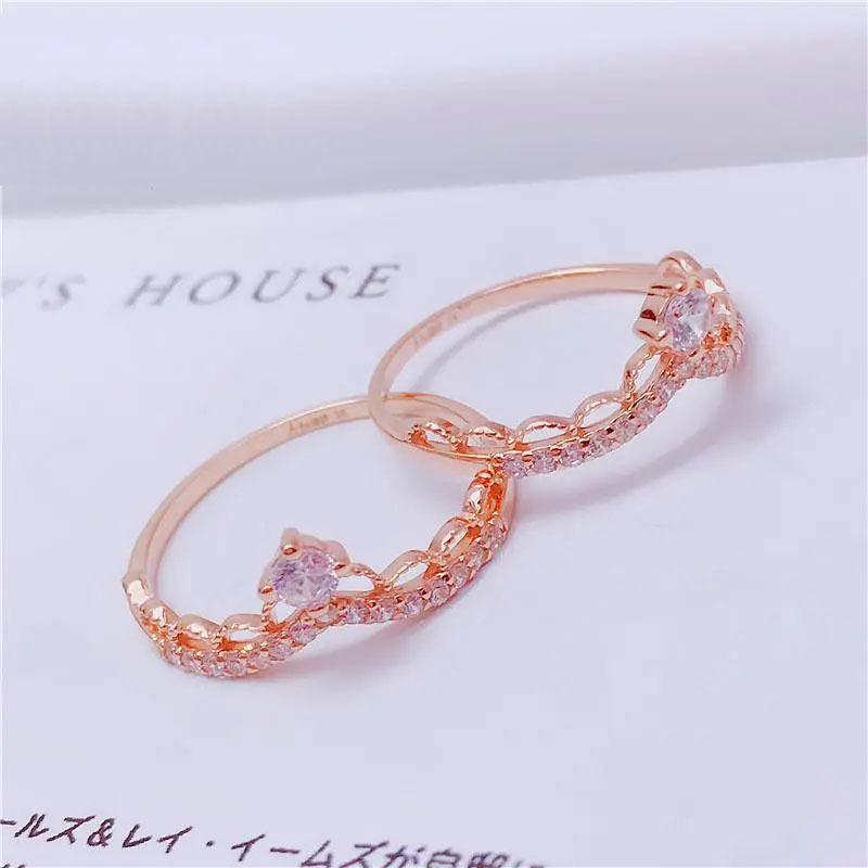 Color Gold French Micro-Inlaid Opal Crown Simple Female Pure Chic Design Rose Gold-Plated Ring