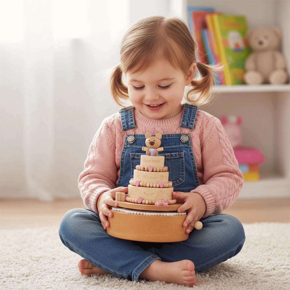 Rotating Carousel Wooden Carousel Music Box Wooden Material Musical Jewelry Box Children's Toys