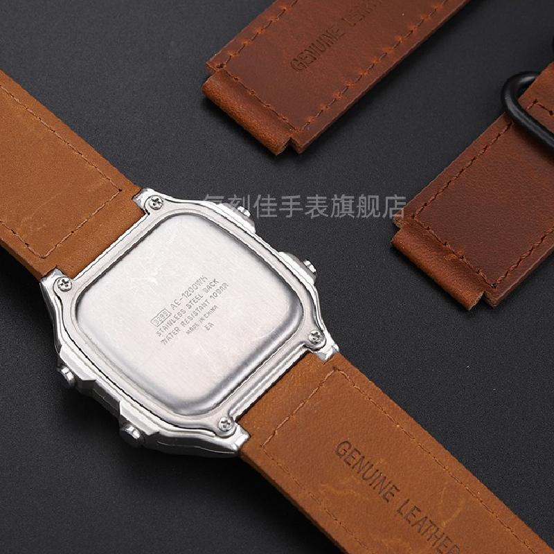 Vintage Rindsleder Armband für Casio Kleines Quadrat Armband AE-1200 AE1200AE-1300/F-108/W-216H A159 A158 A168 F91 Uhrenarmband 18mm