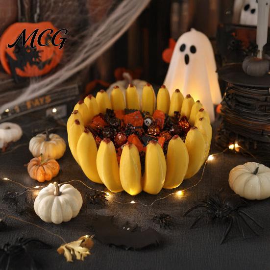 Burr-free Kitchen Bowl 3D Printed Banana Fruit Bowl, Large Capacity Tray Holder, Decorative Candy Snack Shape Food Serving Plate for Kitchen,
