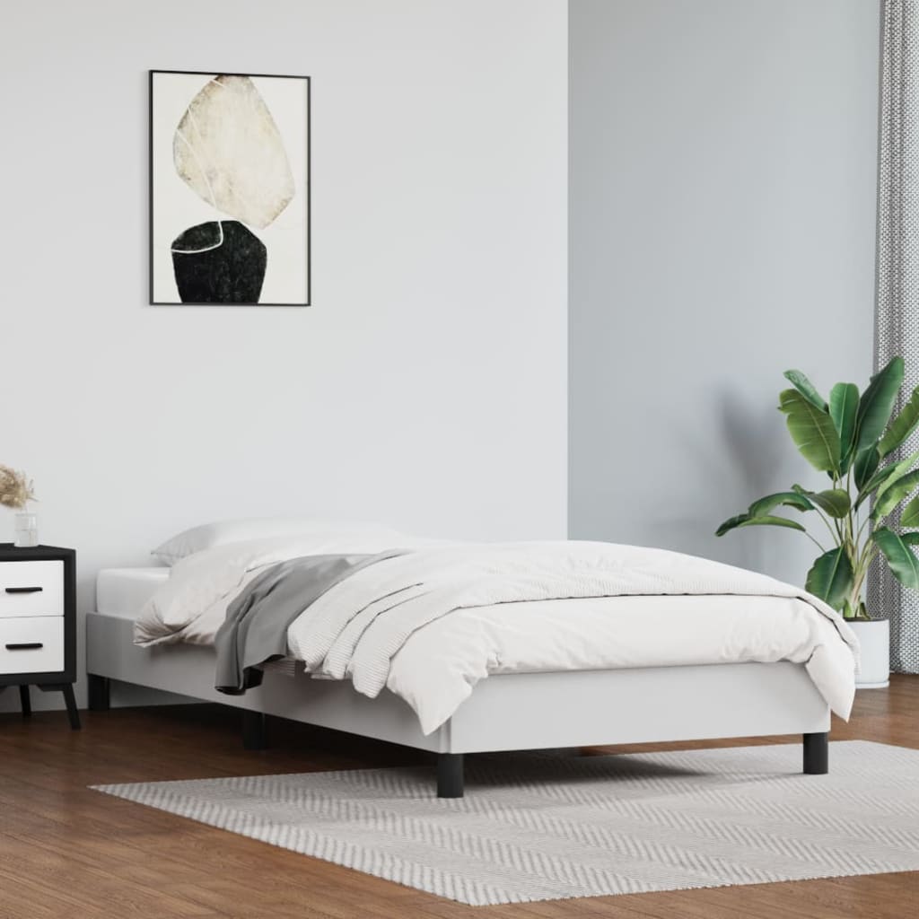 Vidaxl Rama Łóżka, Biała, 90X200 Cm, Sztuczna Skóra