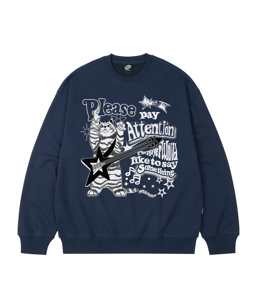 WILDROCK Rock 'N' Roll Kitty Oversized Sweatshirt_9 Col (A Type)