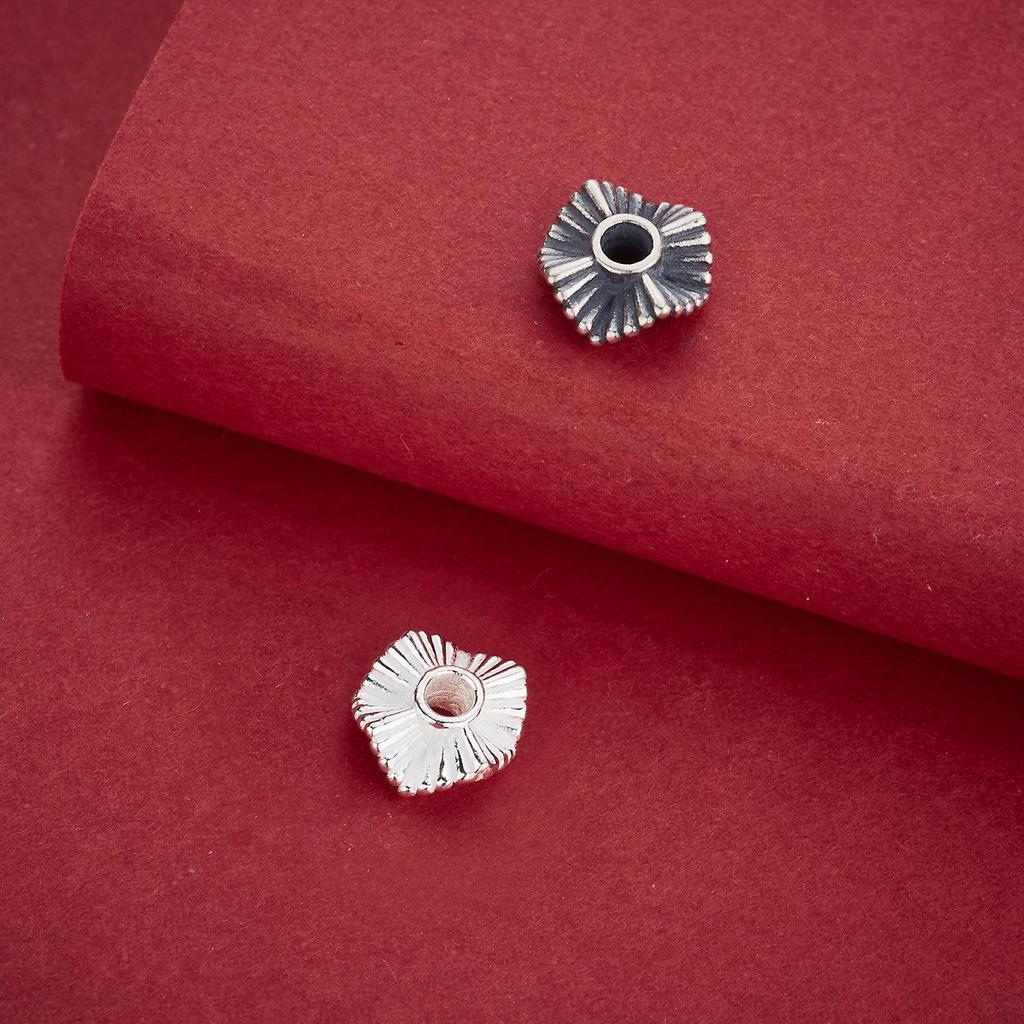 S925 Sterling Silver Retro Water Wave Spacer Beads for DIY Bracelets and Necklaces