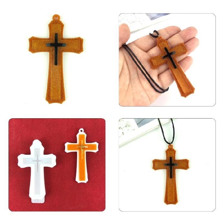 Cross Silicone Resin Mold Crucifix Epoxy Casting Resin Mold for Jewelry Making,Crafts DIY,Pendant,Kechain,Home Decor
