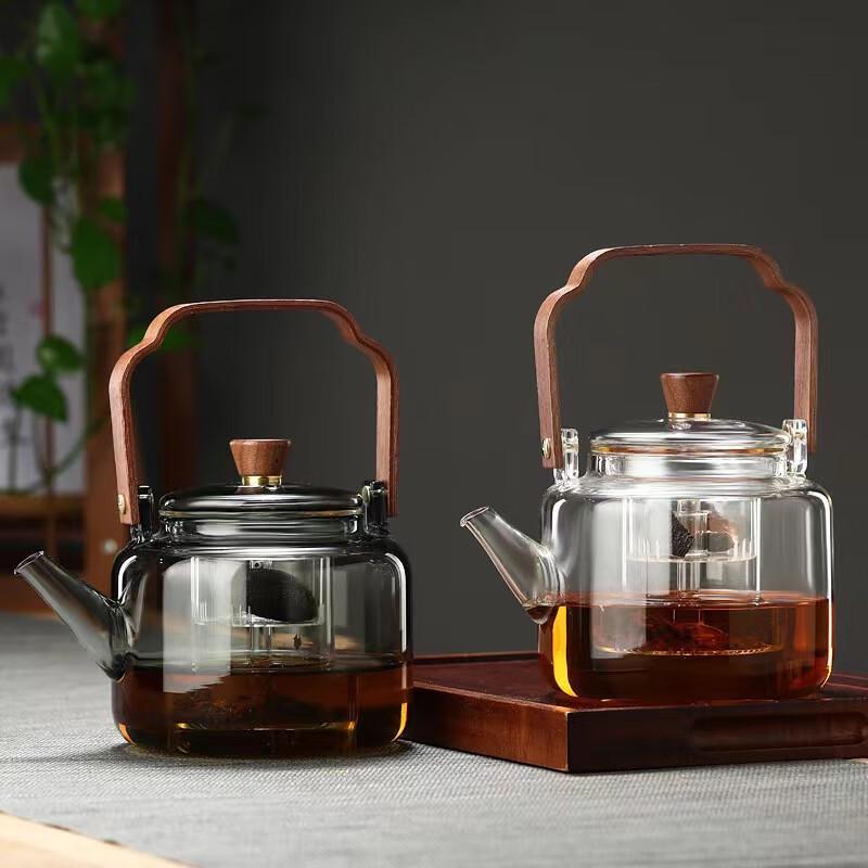 Borosilicate Glass Teapot with Walnut Handle