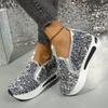 Women's fashion flat bottom inner height increase mesh yarn breathable casual single shoes support platform one piece