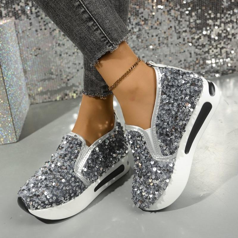 Women's fashion flat bottom inner height increase mesh yarn breathable casual single shoes support platform one piece