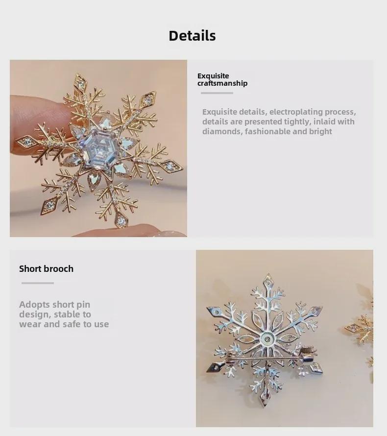 Rotating Snowflake Brooch: Elegant Unisex High-End Sweater Pin, Fashionable Niche Accessory.