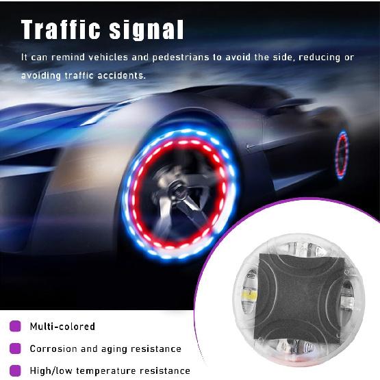 4PCS Car Tire Wheel Lights, Colorful Flashing LED Air Valve Cap Lights With Motion Sensor, Solar Waterproof Tire Light Gas Nozzle For Truck Bike