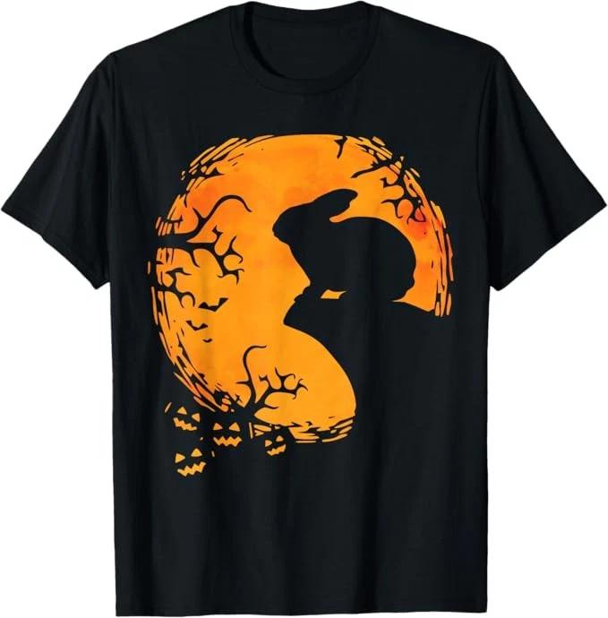 Funny Rabbit Halloween Moon Silhouette Spooky Bunny Lover T-Shirt S