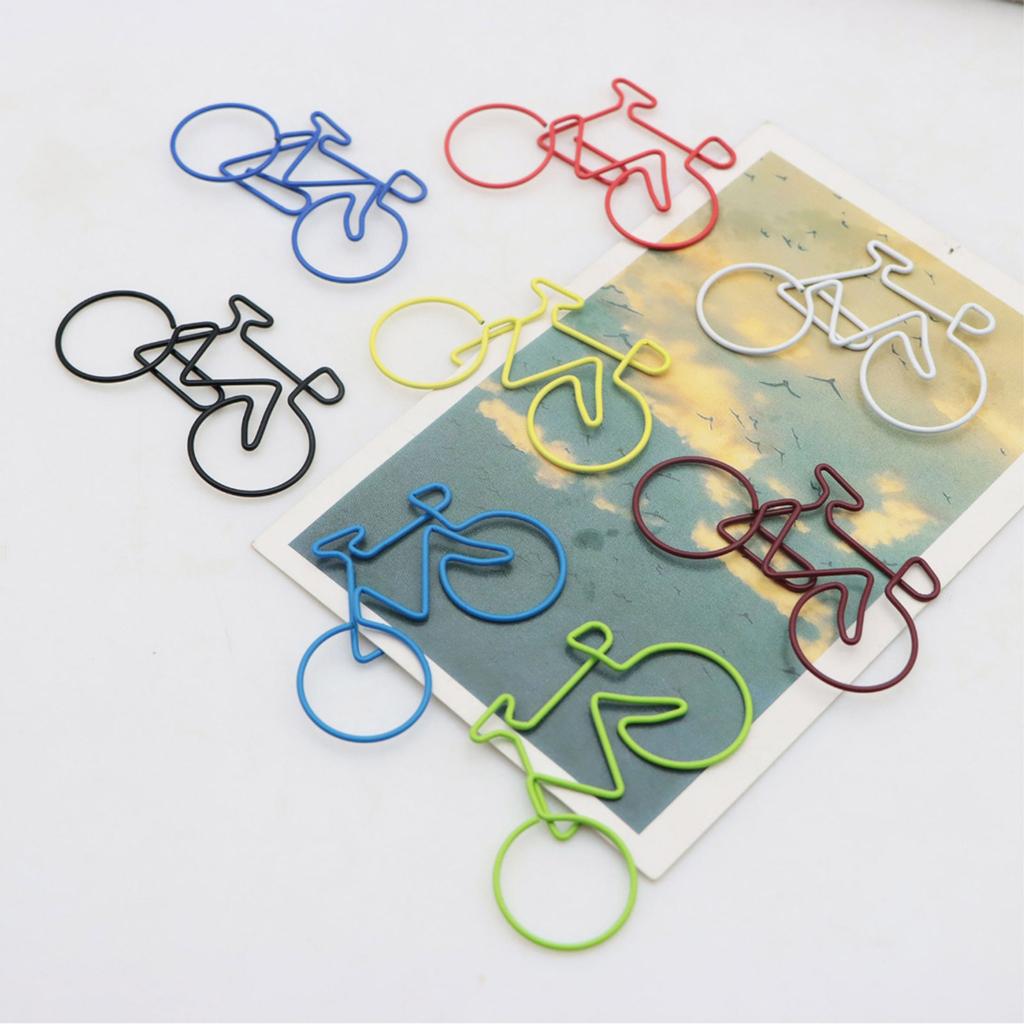 15Pcs Bike Shape Paper Clips Assorted Color Metal Paperclips File Paper Clamp Metal Bookmarks Clip for Office School