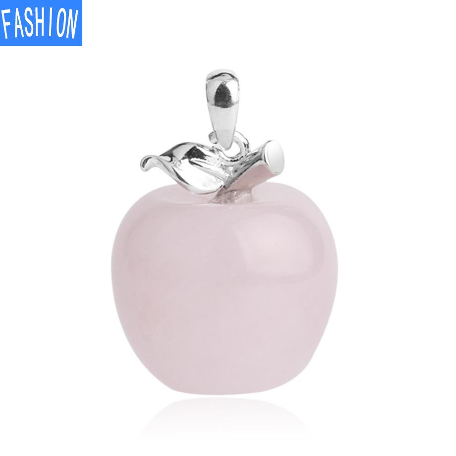 Natural Crystal Apple Pendant Summer Bead Chain Necklace Women'S European And American Fashion