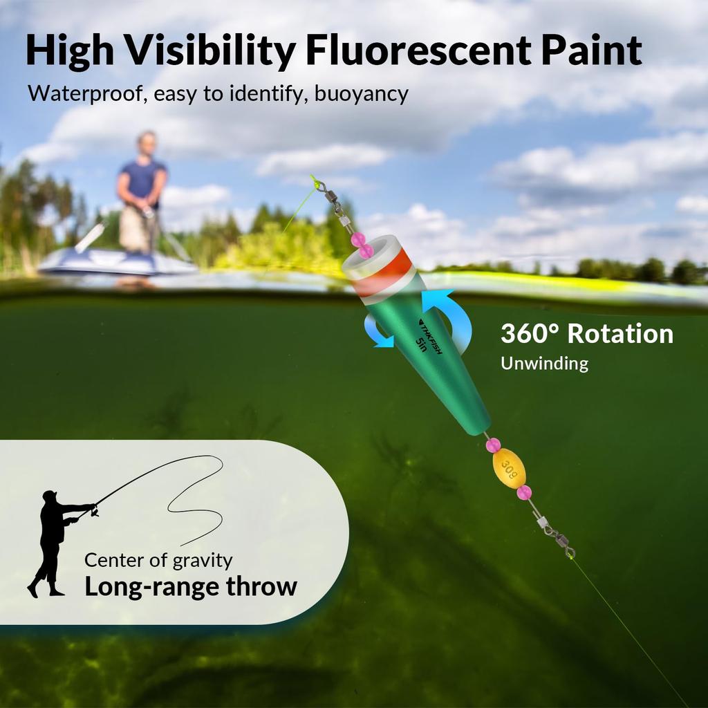 THKFISH Fishing Float Popping 40g 4-Piece Cork, Green,