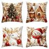4PCS Tree Flower Christmas Pillow Covers New Year Snowman Pillow Cover Throw Cushion Case  Home