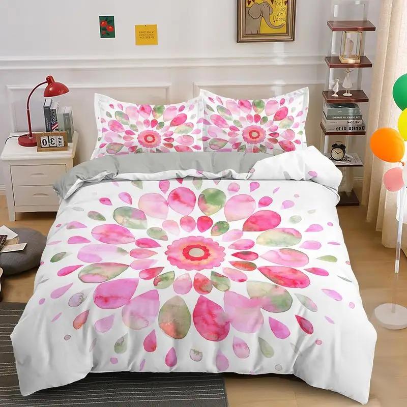 Mandala Duvet Cover Set King Bedding Set Soft Comforter Cover With 1/2pcs Pillow Shams For Kids Adults Microfiber Quilt Cover