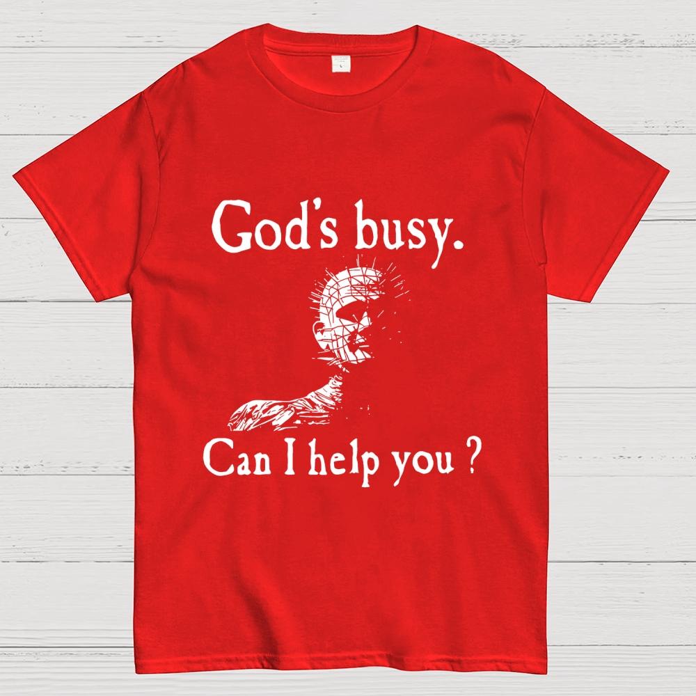 Dio è Occupato Posso Aiutarla? T-shirt Casual Estiva Unisex 100% Cotone Fresca Larga