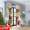 2D Flat Printing 2pcs Window Curtains Christmas Reindeer and Snowflakes Versatile Polyester Fabric Without Electricity Party