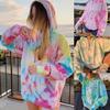 Women Casual Long Sleeve Tie Dye Pocket Loose Hoodie Sweatshirt Pullover