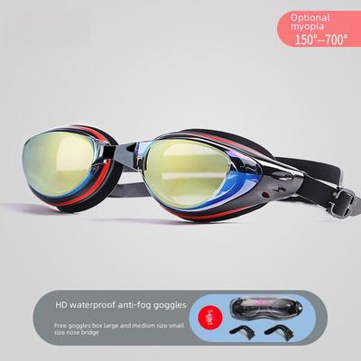 High-Definition-Schwimmbrille für Myopie mit Kappen-Set für Damen – wasserdicht, beschlagfrei, großer Rahmen für Jungen und Kinder