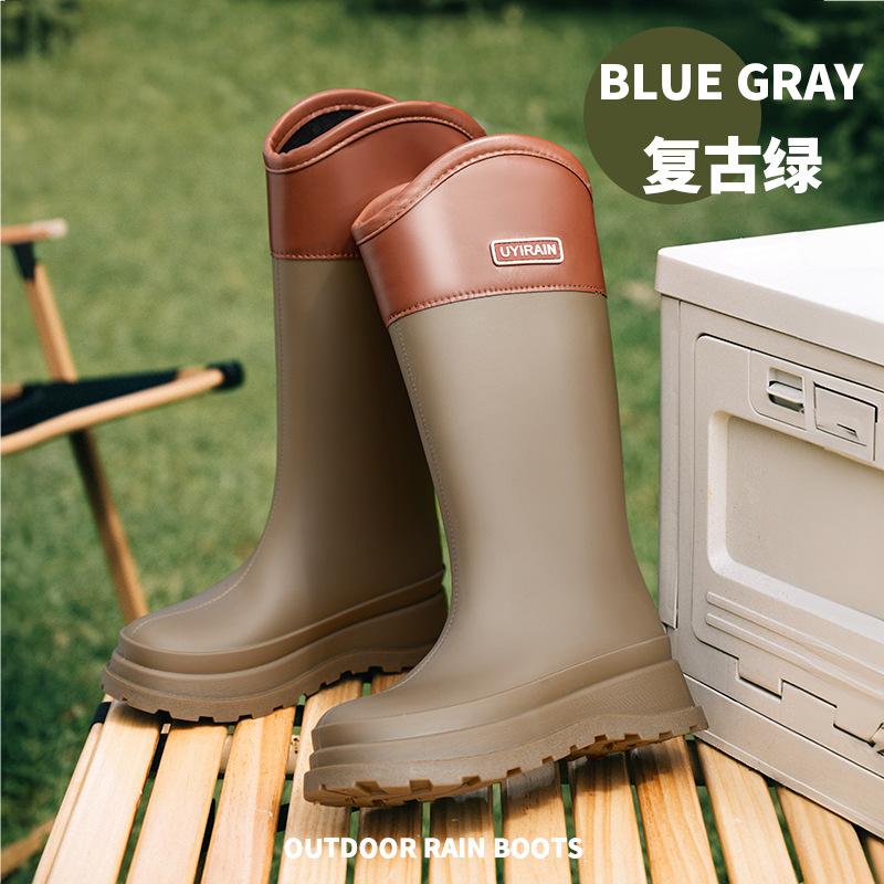 

Высококачественная дождевая обувь женская непромокаемая обувь высокие резиновые сапоги кожаный рант водонепроницаемая клеевая обувь рыбалка уличные бахилы 41 оливковое зеленый