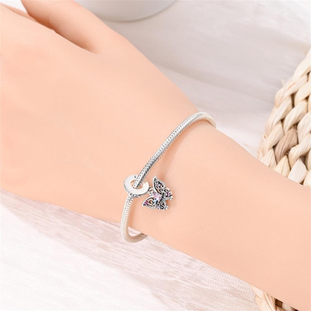 Authentic Charm Bead Charms Copper Pink Classical Butterfly Pendant Bead Charms Compatible With Bracelets Women Jewellery Making Diy Gift