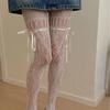 Women JK Lace Bow Tie Hollow Out Stockings Sexy Flower Bottoms Socks Women Pantyhose Tights Night Club Cosplay Party Accessories