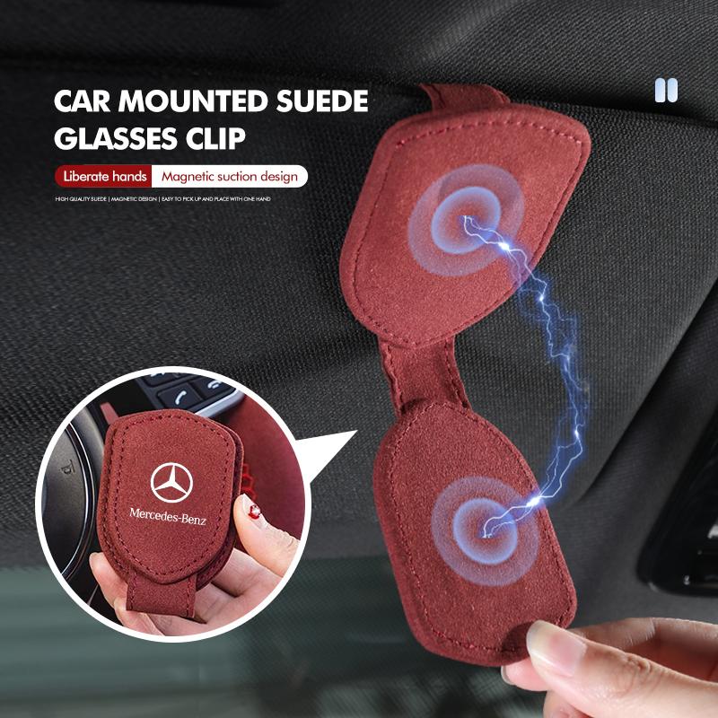 CQP1 Magnetic Car Sun Visor Glasses Holder Storage Clip Accessorie For Mercedes Benz AMG A C E S G Class W201 W210 W108 W204 W205