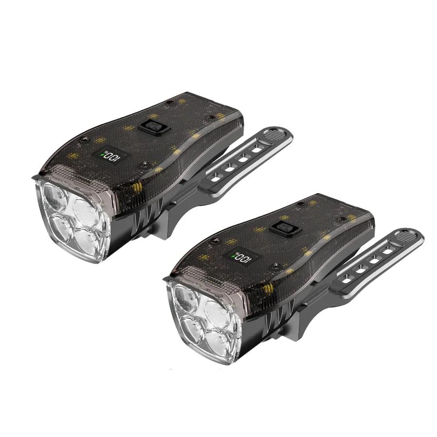 Multifunctional Flashlight USB Rechargeable Bicycle Lights with Battery Display Waterproof Bicycle Lights with Electronic Horn