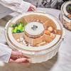 Dry Fruit Plate Rotating Snack Tray with Lid Handle 6-Compartment Divided Serving Platter Indoor Outdoor Dishwasher Safe Snack Server