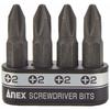 ANEX Interchangeable Bits for Manual Screwdrivers, Short, +2x30, Set of 4, AK-50P-B4P