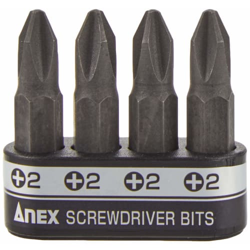 ANEX Interchangeable Bits for Manual Screwdrivers, Short, +2x30, Set of 4, AK-50P-B4P