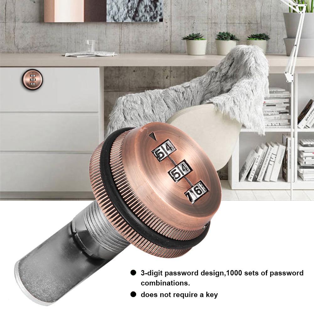 2pcs Zinc Alloy Mechanical  Password 3-Digit Code Mailbox Cabinet LockRed Copper 20mm/0.79in