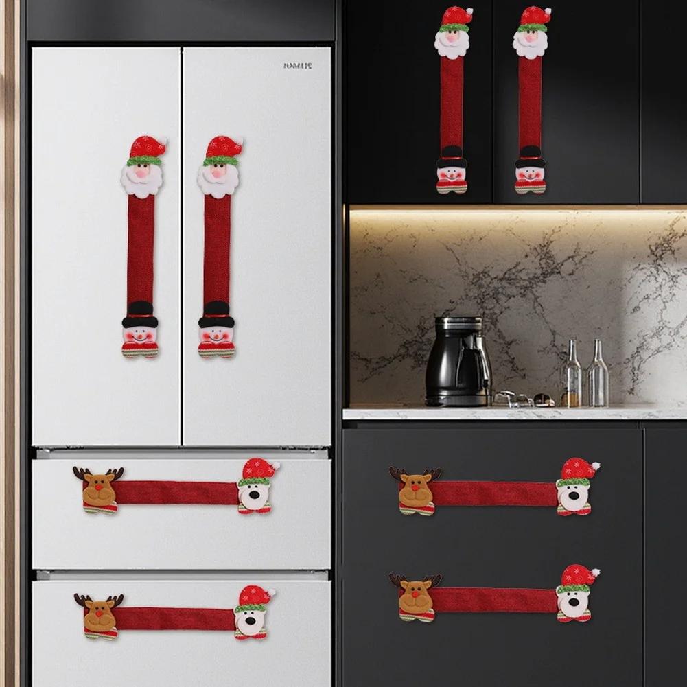 Christmas Decorations Microwave Doorknob Cover Protective Cover Door Pull Gloves Linen Refrigerator Handle Gloves