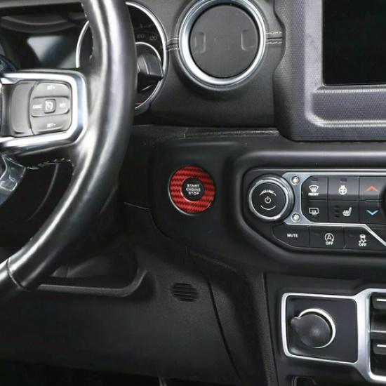 Red Carbon Engine Start Stop Button Cover Accessories For Gladiator JT/JL 18-25