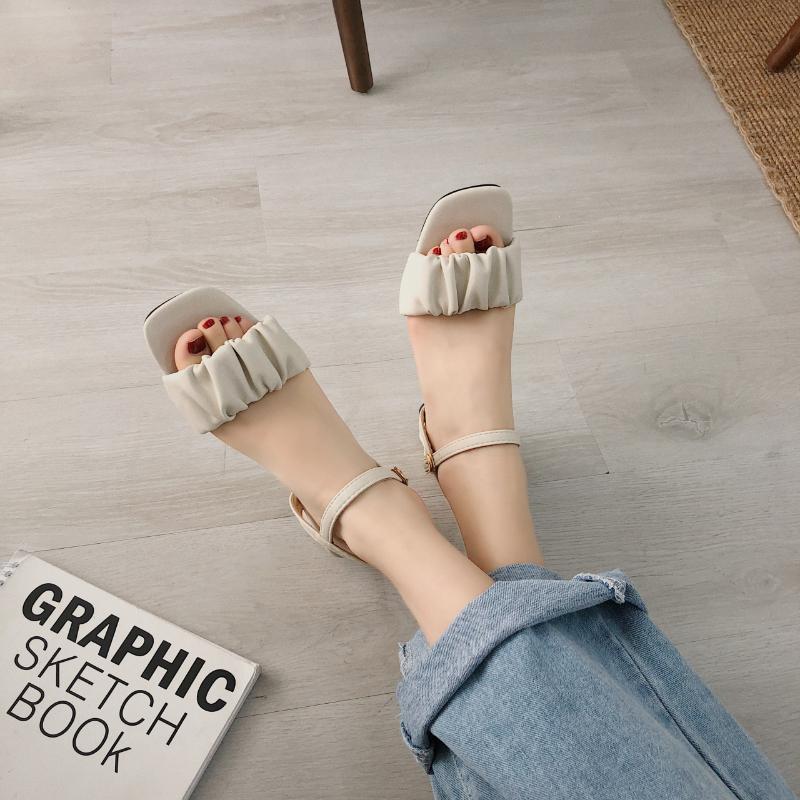 Sandals Women's New Spring Korean Version Fish Mouth Thick Heel Sandals Women's Mid-heel Buckle Open Toe Fashion Women's Shoes