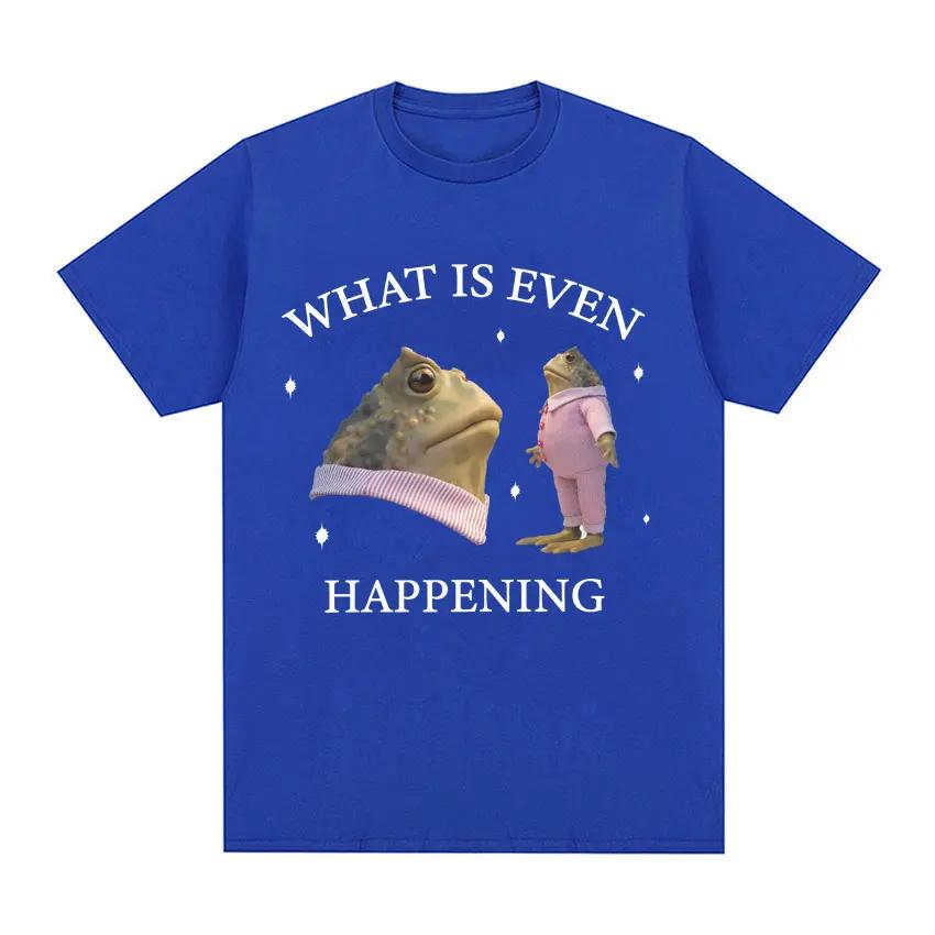What Is Even Happening Funny Frog Meme Tee Shirt Men Fashion Vintage Short Sleeve T-Shirts Unisex High Quality Oversized T-shirt