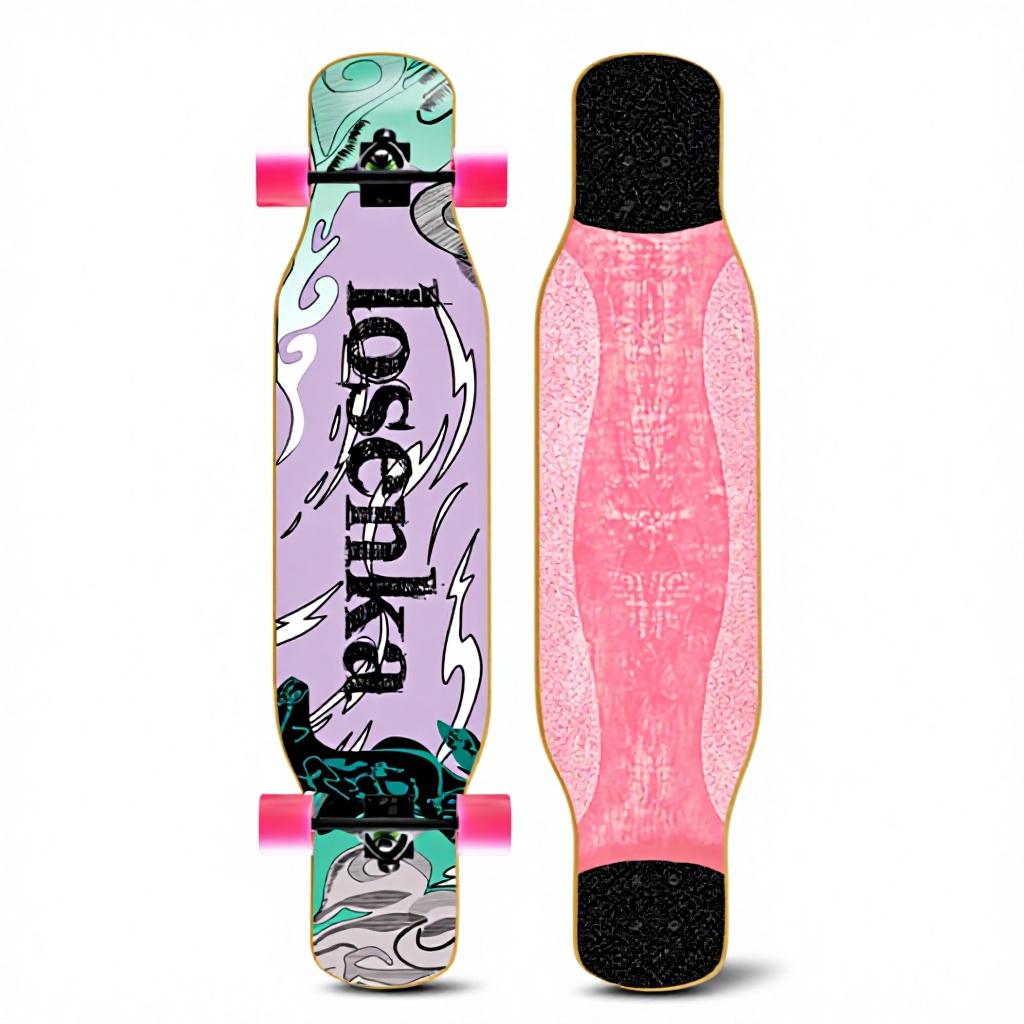 46IN Big Longboard Skateboard Boys Girls Beginners Adults Four-Wheel Street-Style Professional Double Rocker Maple Wood Dyed